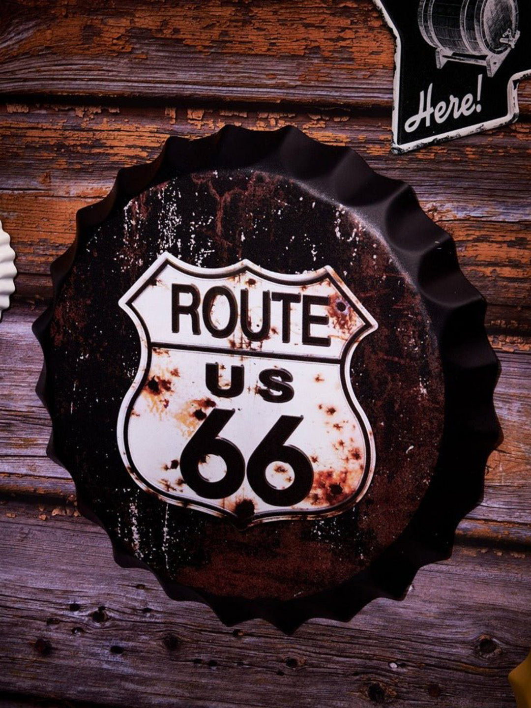 eazy wagon Bottle Caps sign - Route US 66 Retro Metal Matte Hall Signs and Plaques-14In
