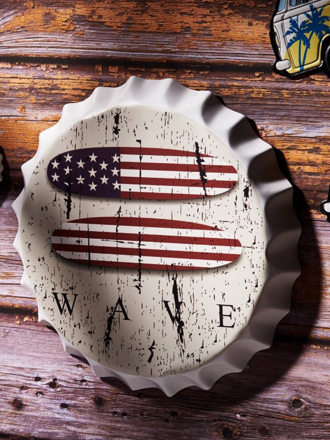 eazy wagon Bottle Caps sign - Wave Board Metal Matte Hall Signs and Plaques-14In