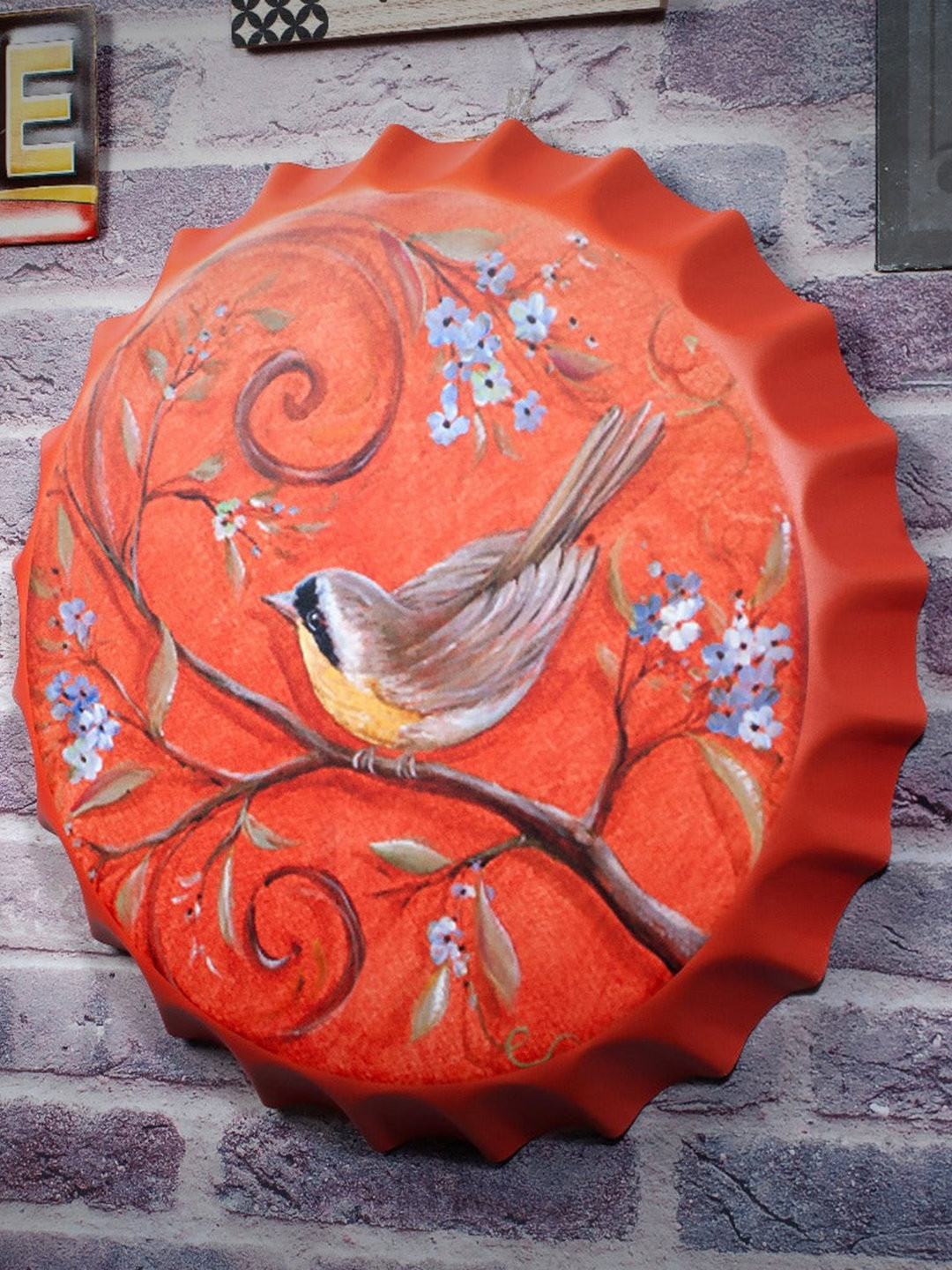 eazy wagon Bottle Caps sign - Orange Themed Bird Metal Matte Hall Signs and Plaques-14In
