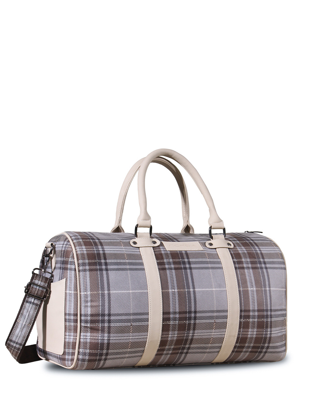 NORDIA Glenmore Heritage Grey Tartan Checked Medium Travel Duffel Bag 30 L