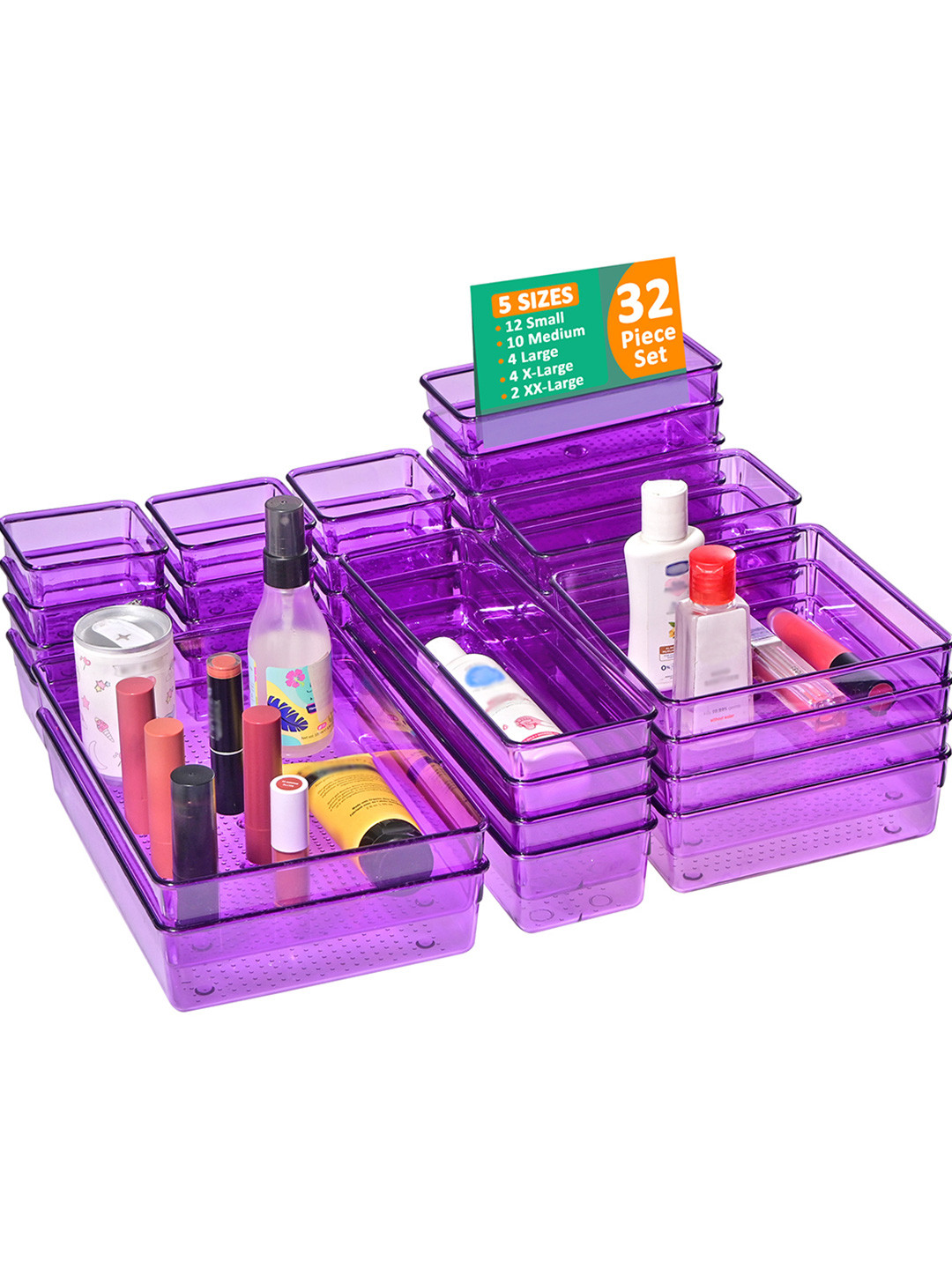 Myntra Elegant Homes Purple 32 Pieces Acrylic Regular Drawer Organisers