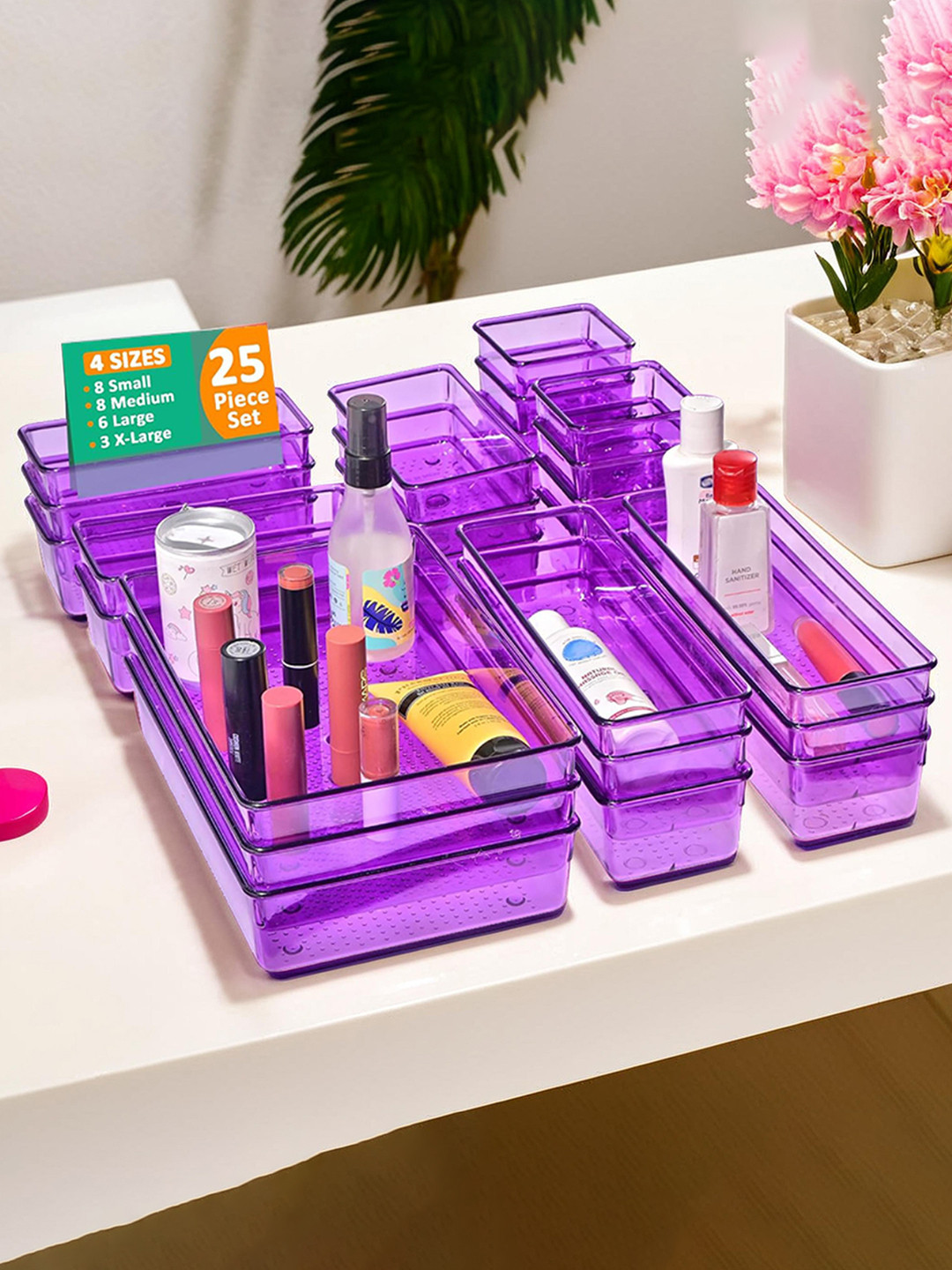 Myntra Elegant Homes Purple 25 Pieces Drawer Organiser