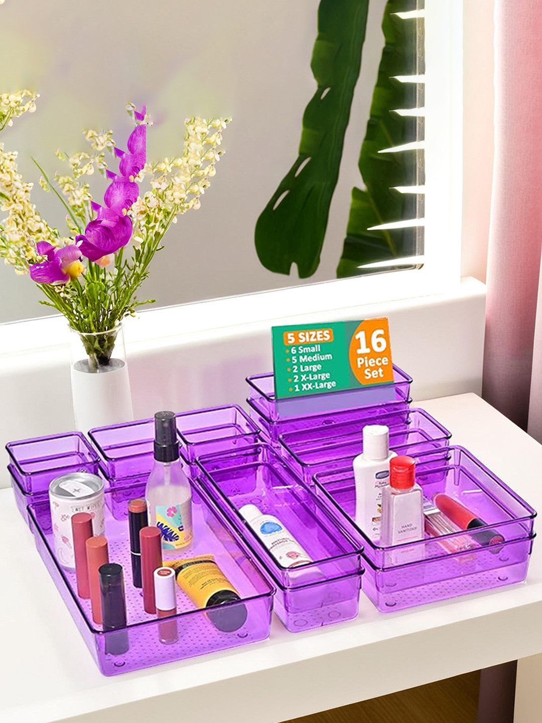 Myntra Elegant Homes Pink 16 Pieces Drawer Organisers