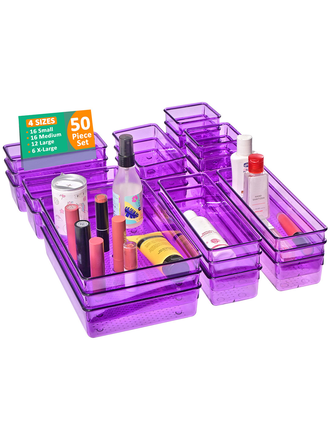 Myntra Elegant Homes Purple 50 Pieces Acrylic Regular Drawer Organisers