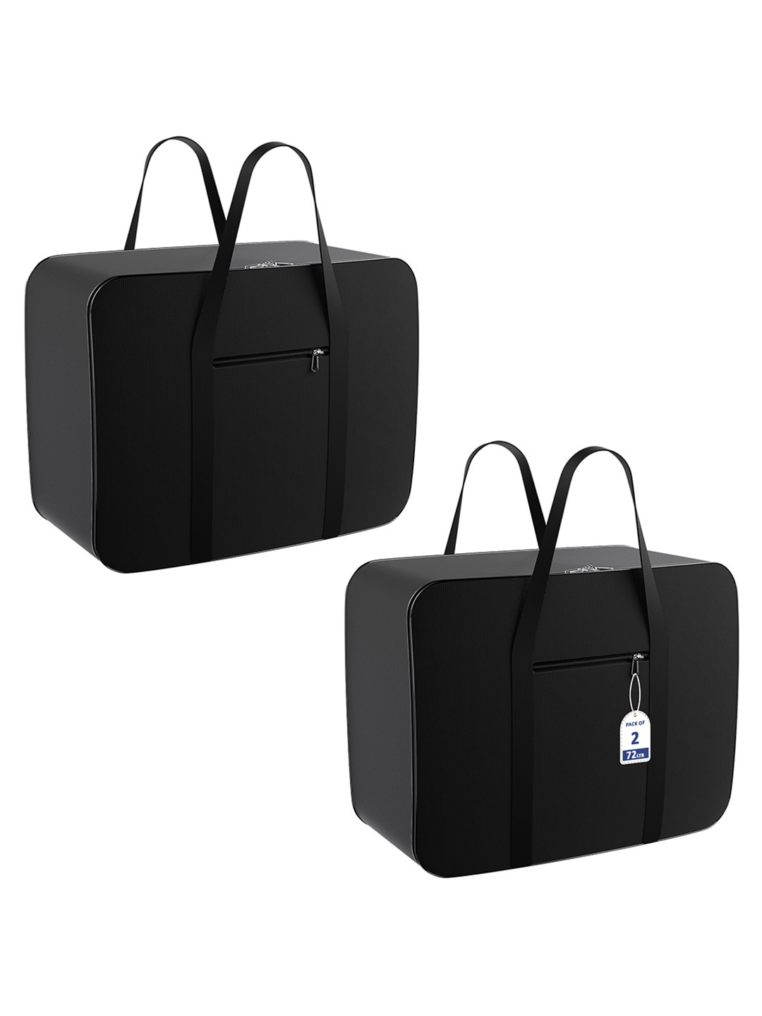 Myntra Elegant Homes Black 2 Pieces Rexine Storage Attachi Bag For Cloth With Handle