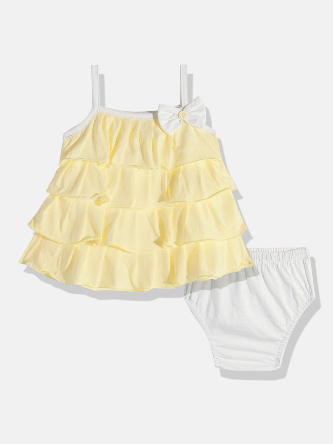 BABYMAX Infant Girls Layered Pure Cotton A-Line Dress With Bloomers