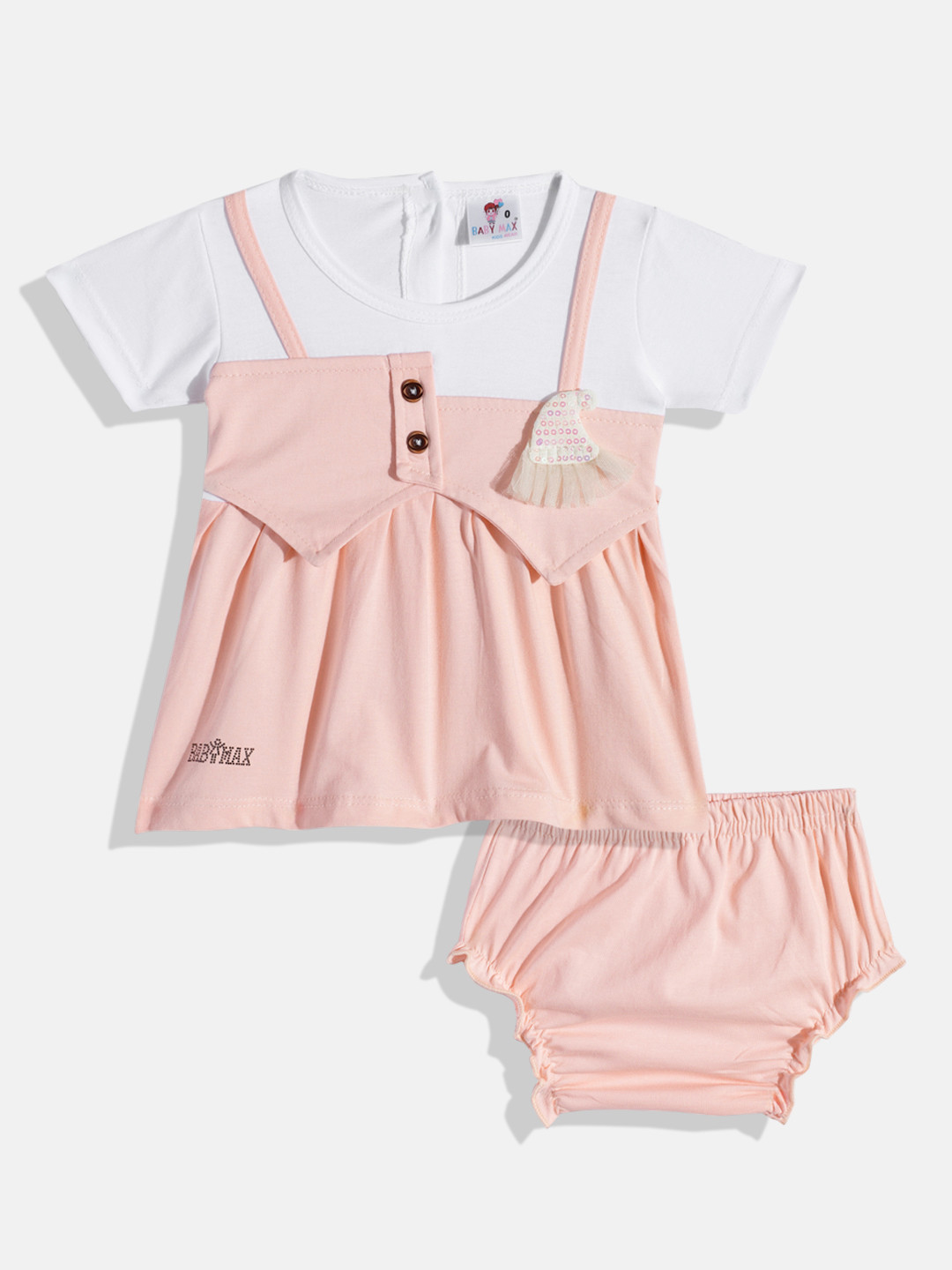 BABYMAX Infants Colourblocked Pure Cotton Fit & Flare Dress