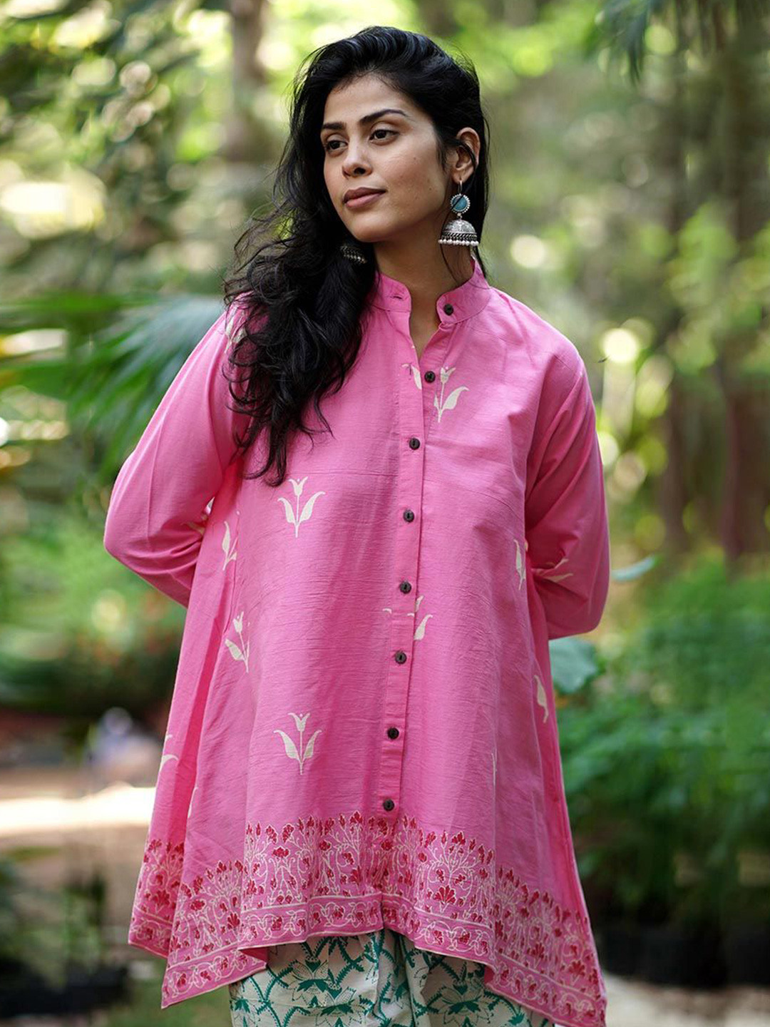 Chidiyaa MMG Magnolias Mist Pink Handblock Top