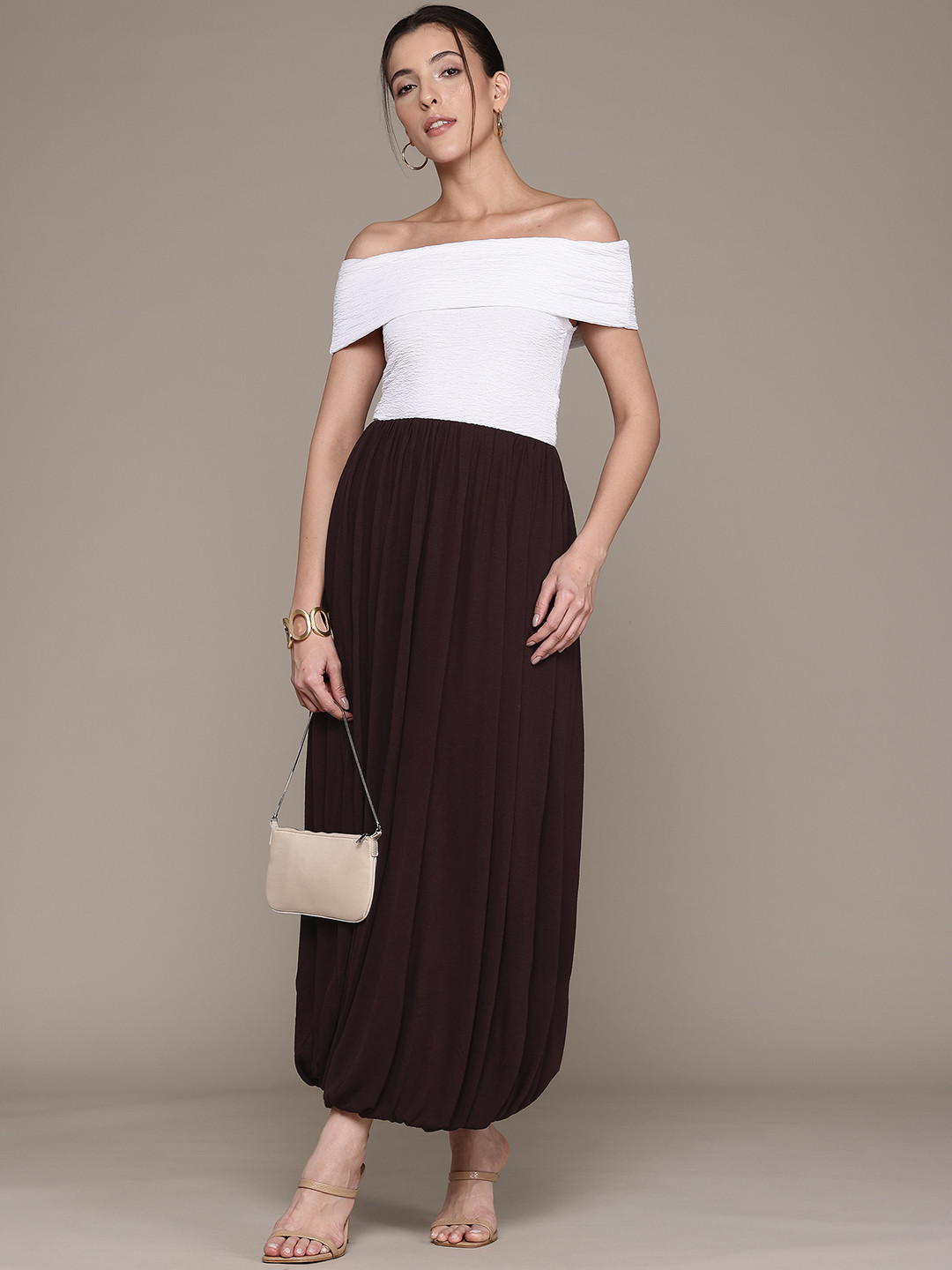 MANGO SELECTION Pleated Mid-Rise Maxi Balloon Skirt