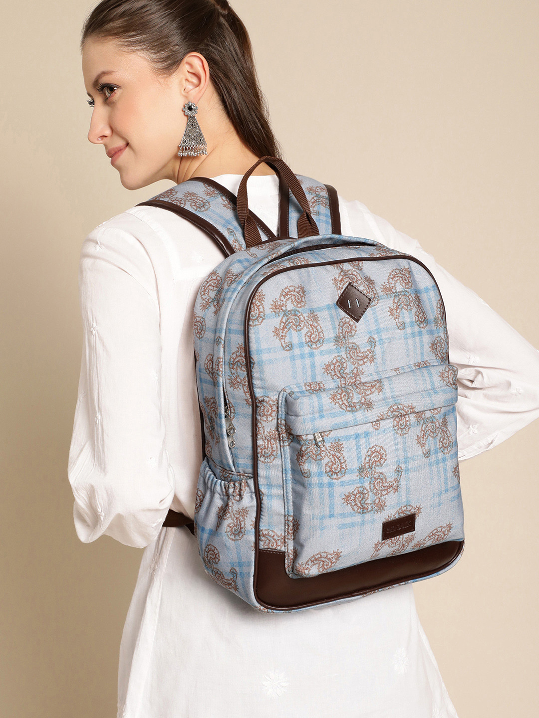 Anouk Women Printed Canvas College Backpack