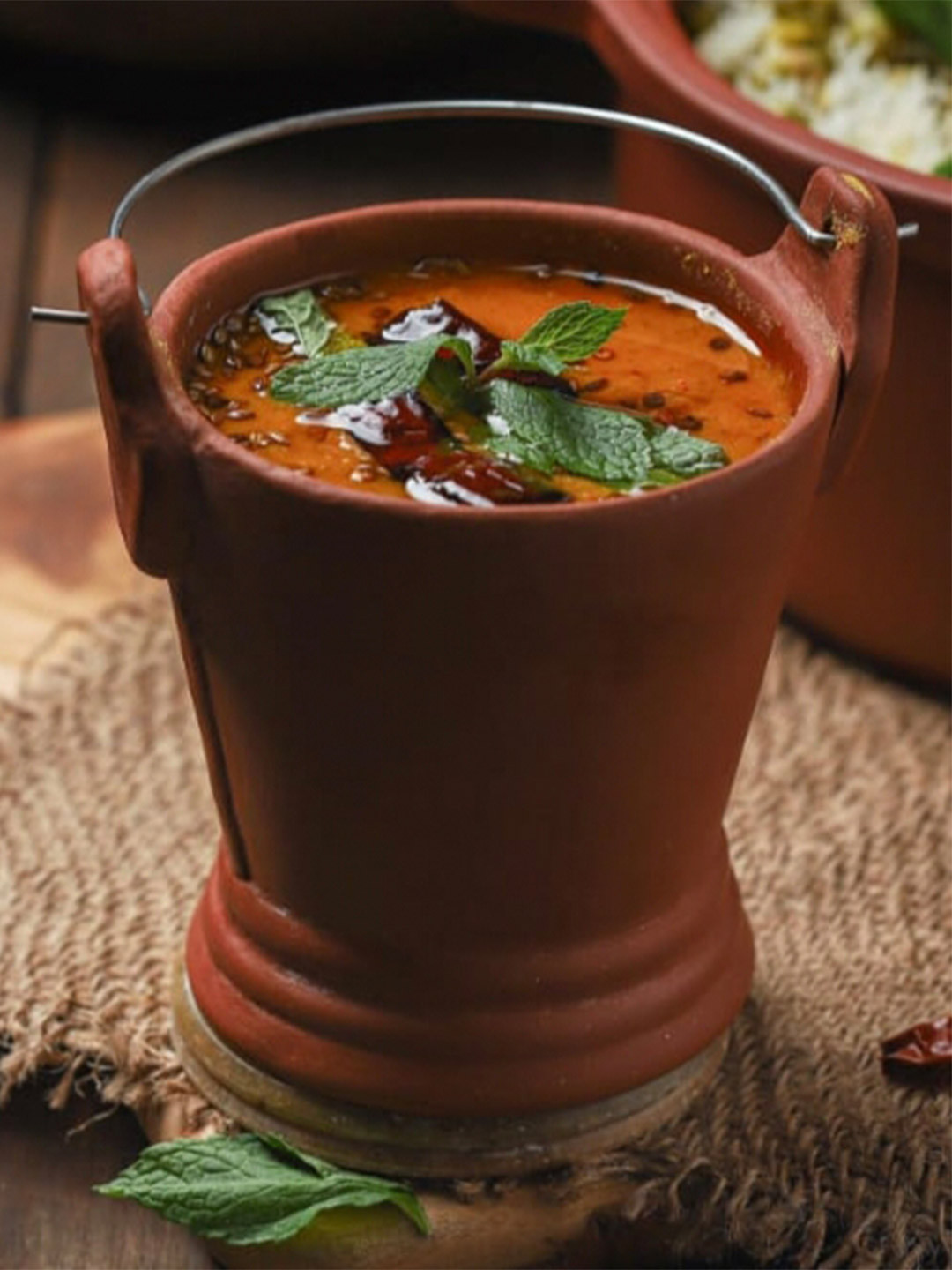 The handicraftian Orange Terracotta Microwave Safe Serving Bowl