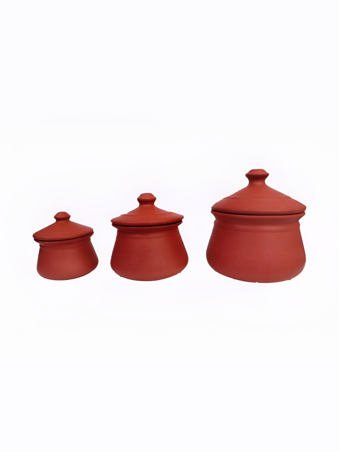 The handicraftian Red 3 Pieces Terracotta Microwave Safe Serving Handis