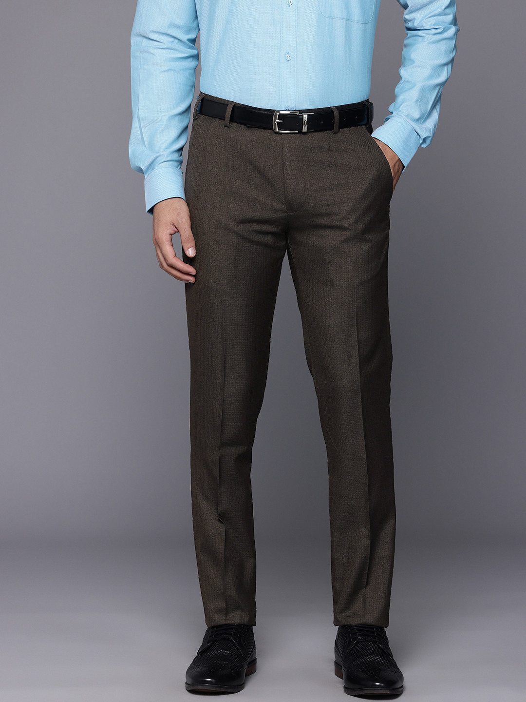 Raymond Men Checked Slim Fit Formal Trousers Rs. 479 - Myntra