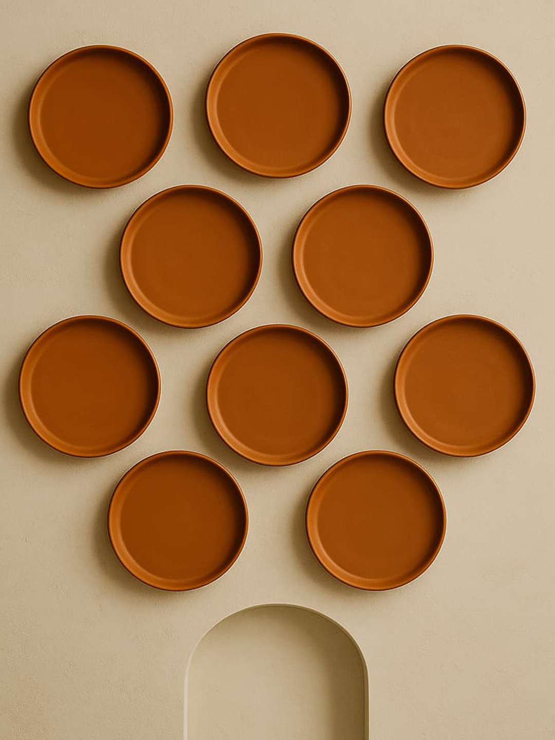 The handicraftian Clay Natural Elements Rusty Hanging Hall Wall Plates-11In