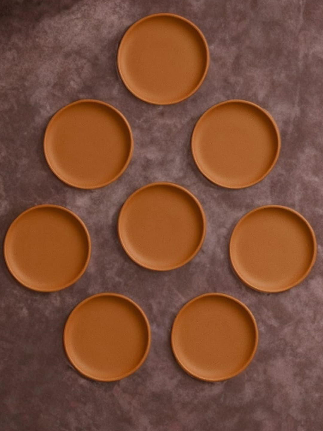 The handicraftian Set of 8 Terracotta Round Wall Plates