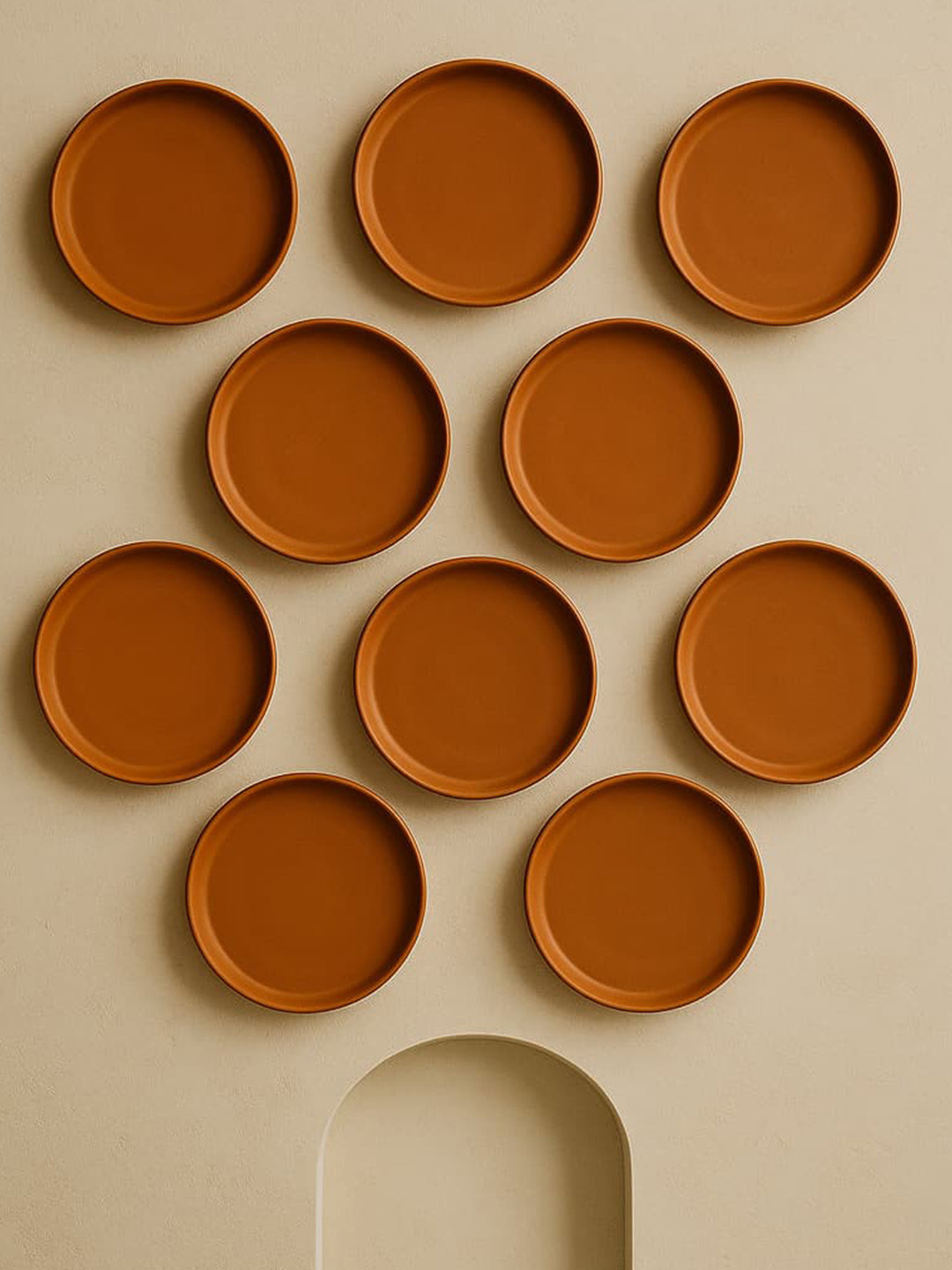 The handicraftian Clay Natural Elements Rusty Hanging Hall Wall Plates-8In