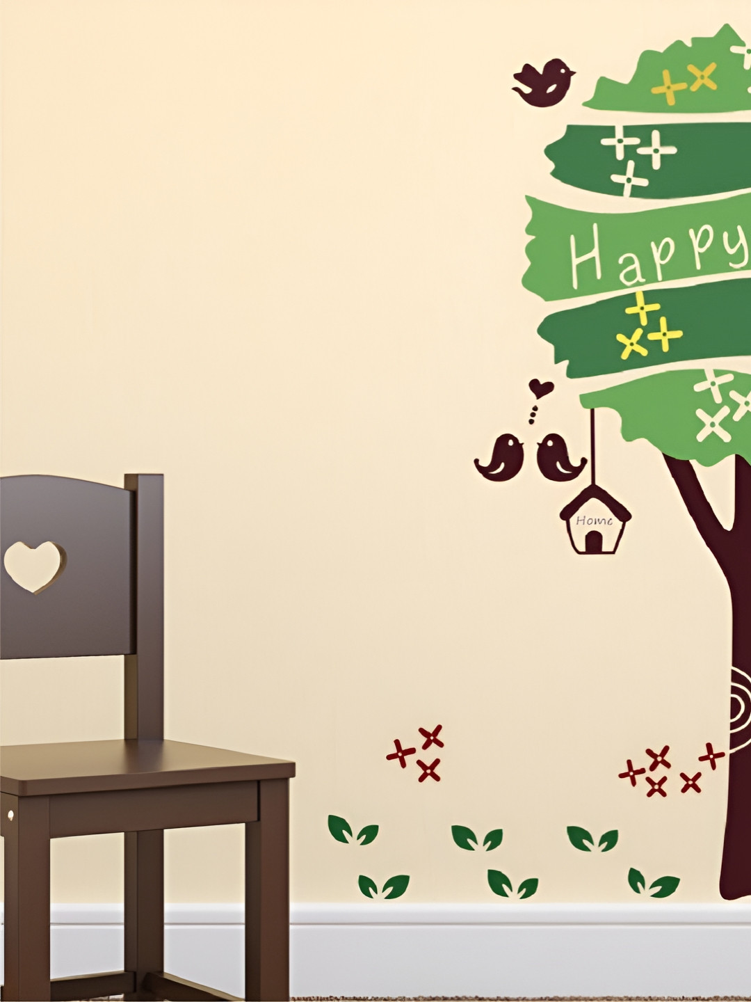 LANSTICK Green & Brown Printed Self-Adhesive WallStickers