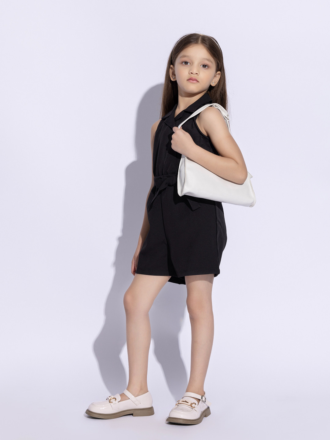 taffykids Girl Shirt Collar Sleeveless A-Line Dress