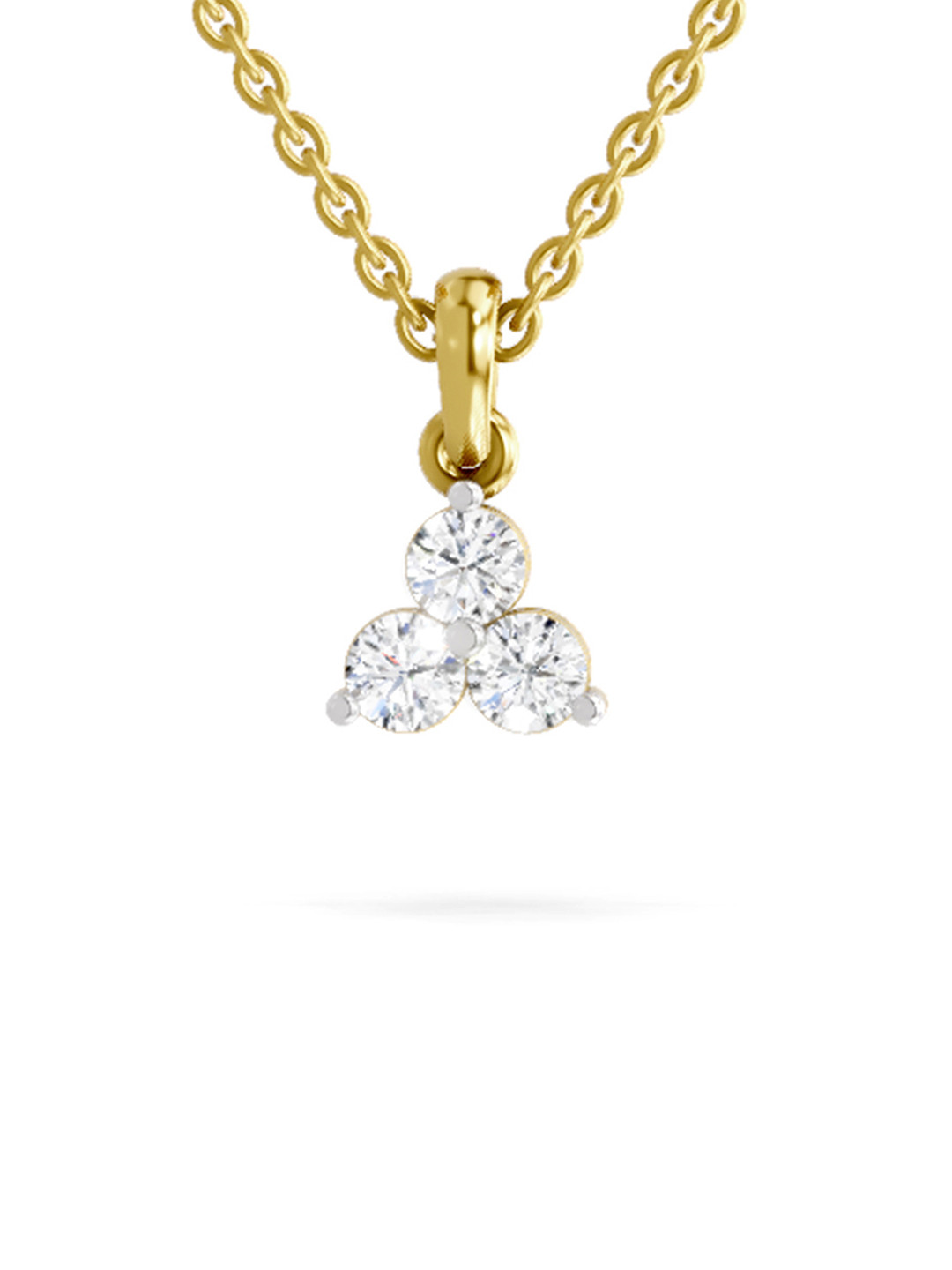 Sparkles Lab Grown Diamond 0.80 Carat Round 3 Stone Pendant 14K Yellow Gold