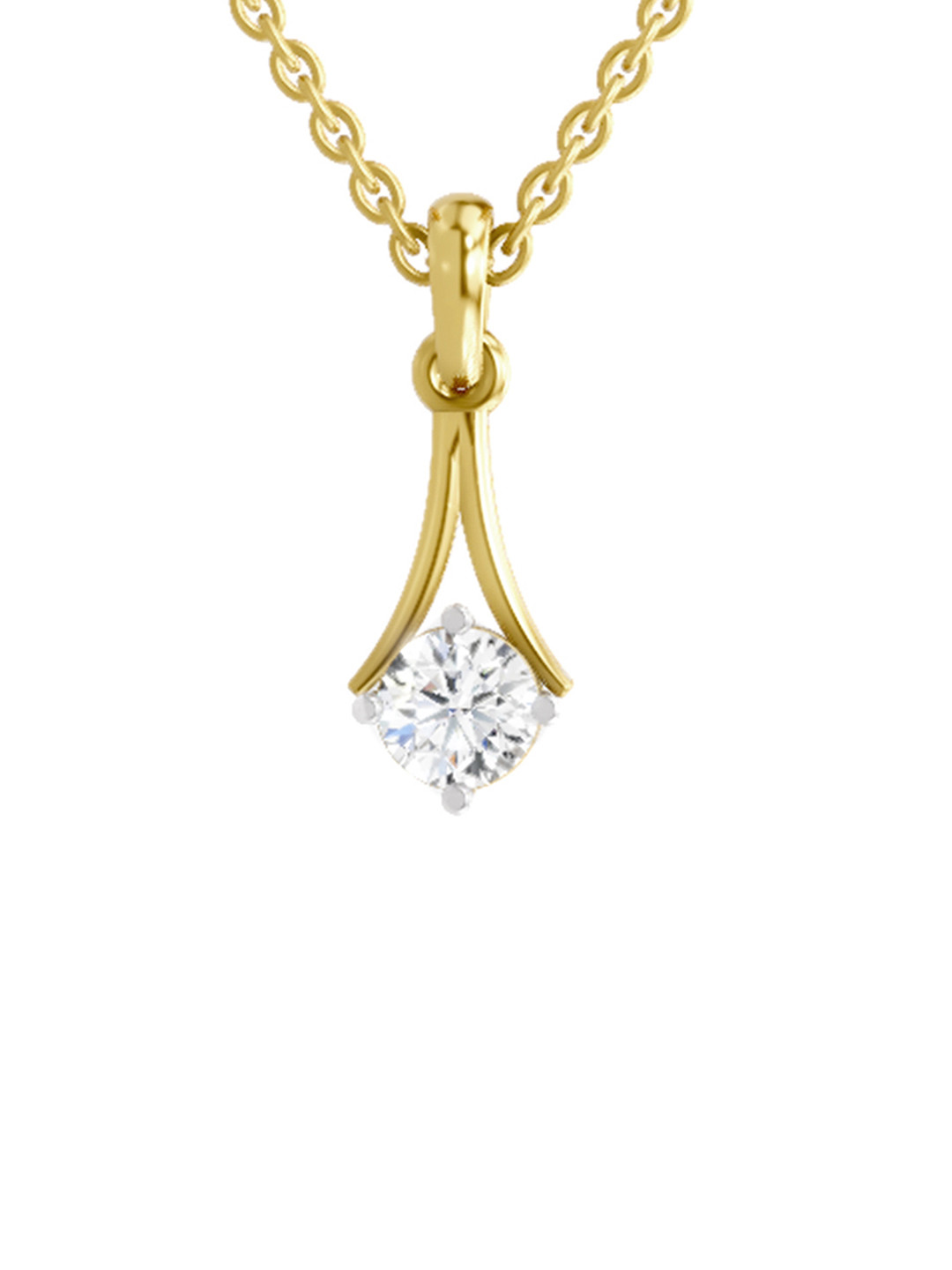 Sparkles Lab Grown Diamond 0.75 Carat Round Solitaire Pendant 14K Yellow Gold