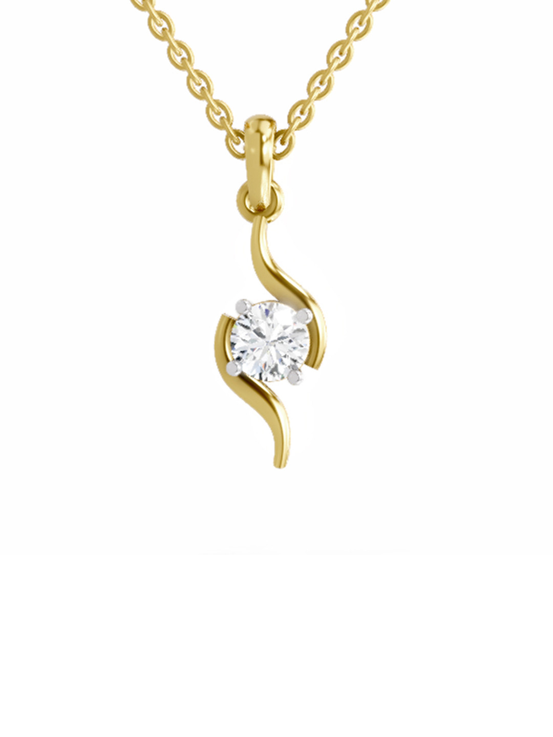 Sparkles Lab Grown Diamond 0.75 Carat Round Solitaire Pendant 14K Yellow Gold