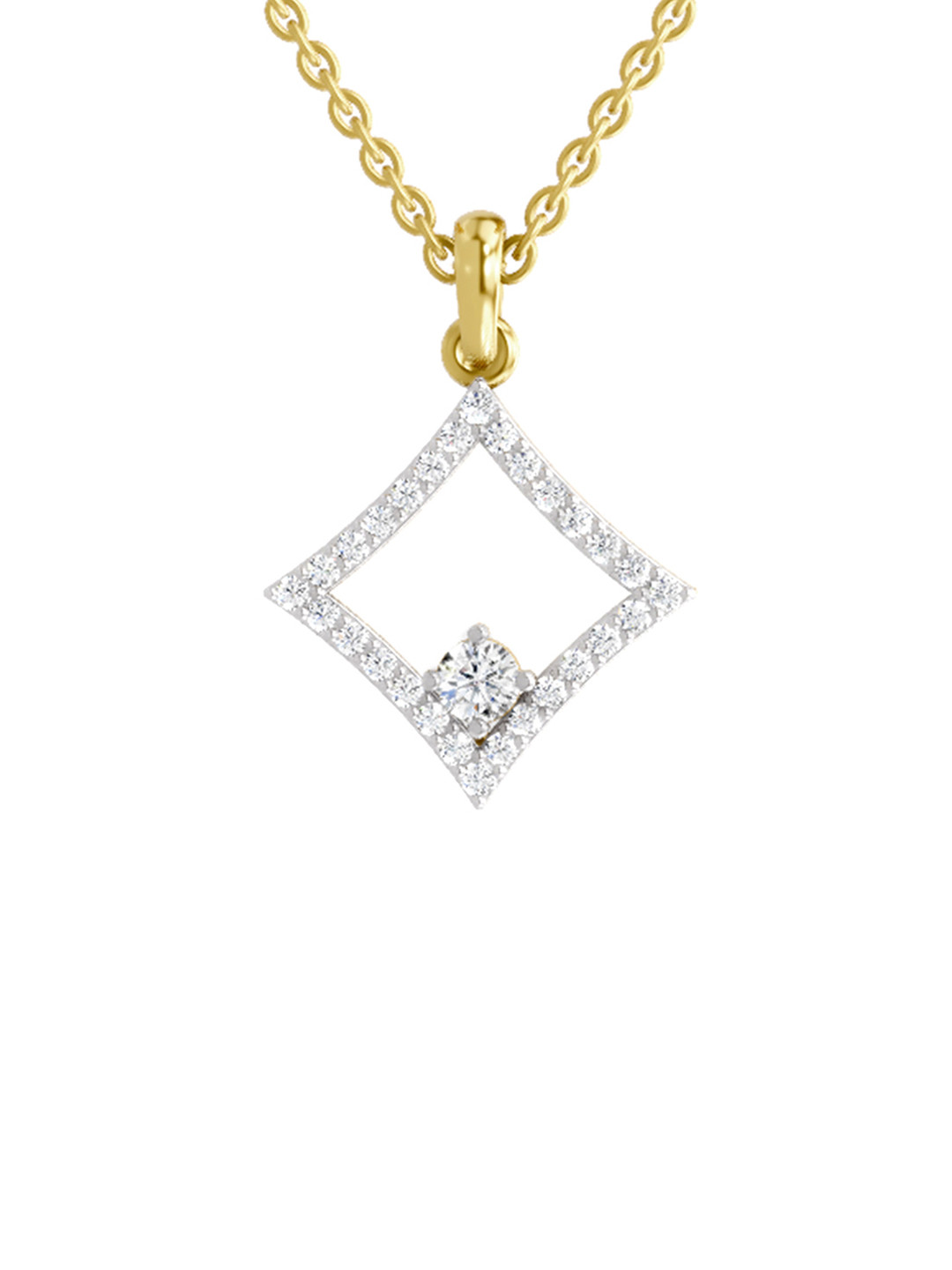 Sparkles Lab Grown Diamond 0.62 Carat Round Pendant 14K Yellow Gold