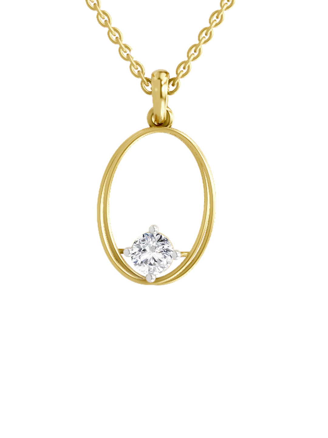 Sparkles Lab Grown Diamond 0.6 Carat Round Solitaire Pendant 14K Yellow Gold