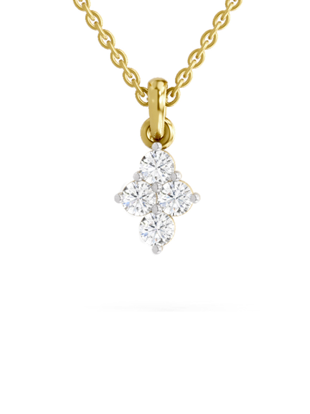Sparkles Lab Grown Diamond 0.99 Carat Round Cluster Pendant 14K Yellow Gold