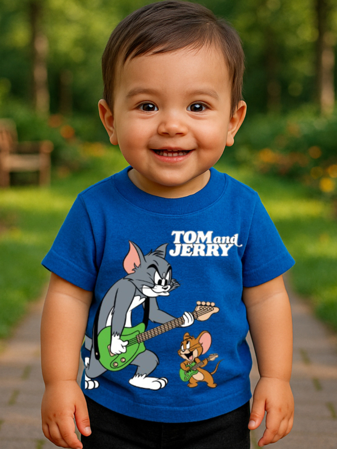Nap Chief Infants Unisex Rockstars Tom & Jerry Printed Pure Cotton Relaxed Fit T-shirt