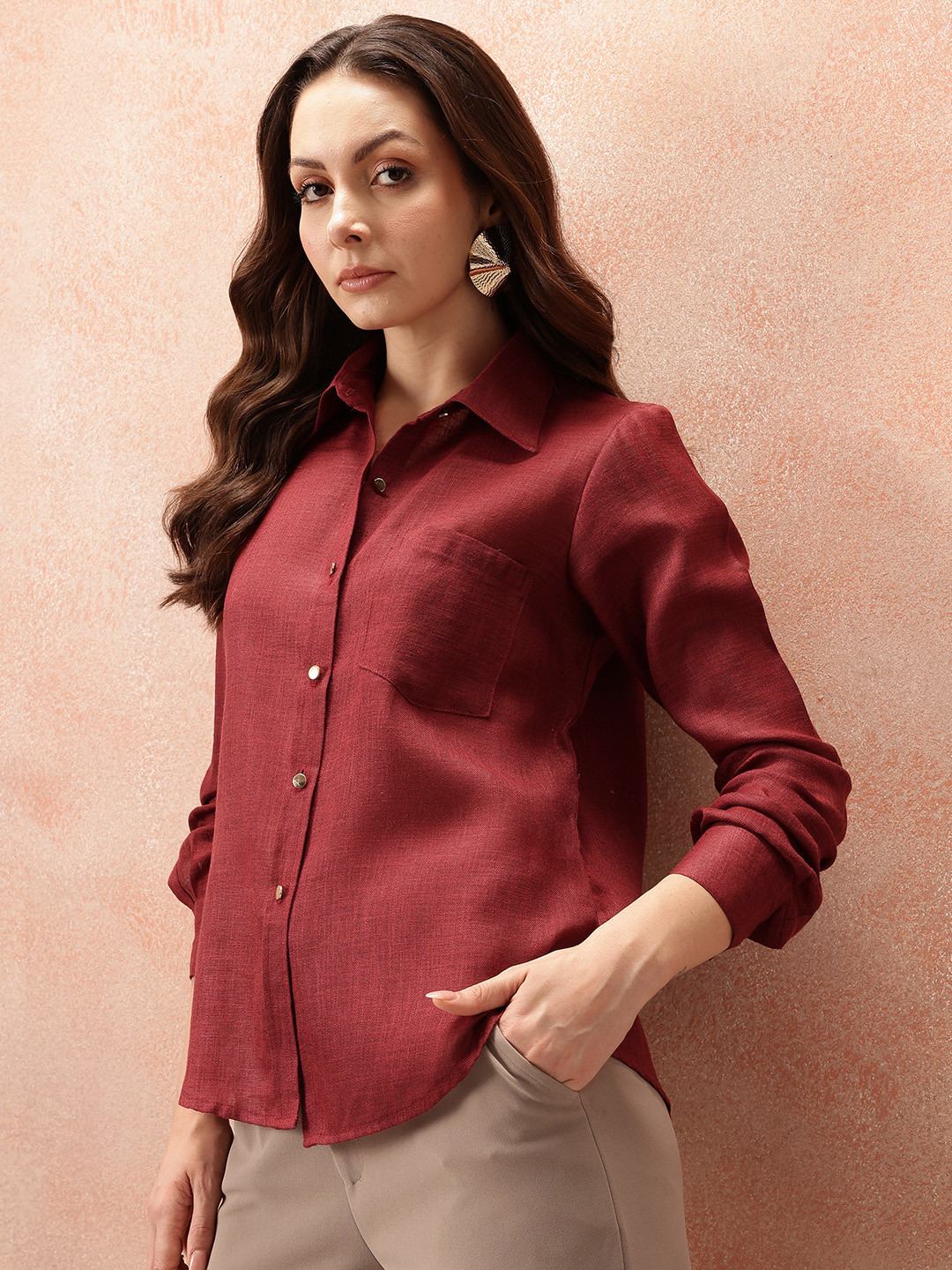 all about you Solid Linen Shirt