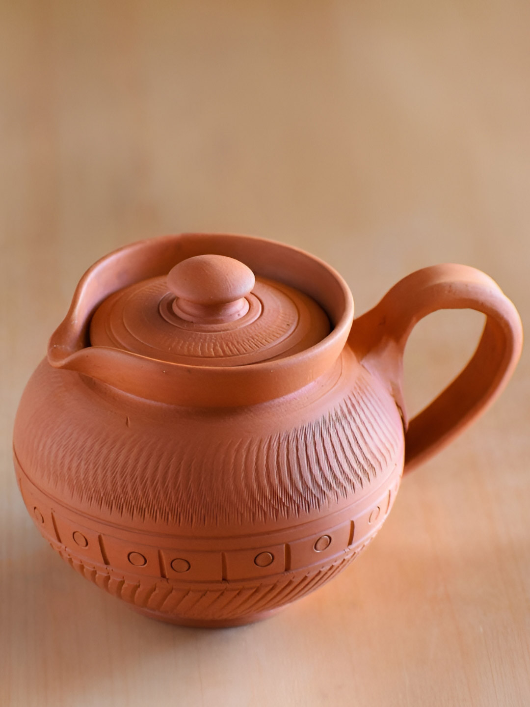 The handicraftian Set of 1 Orange-Colored Terracotta MODERN MILK POT