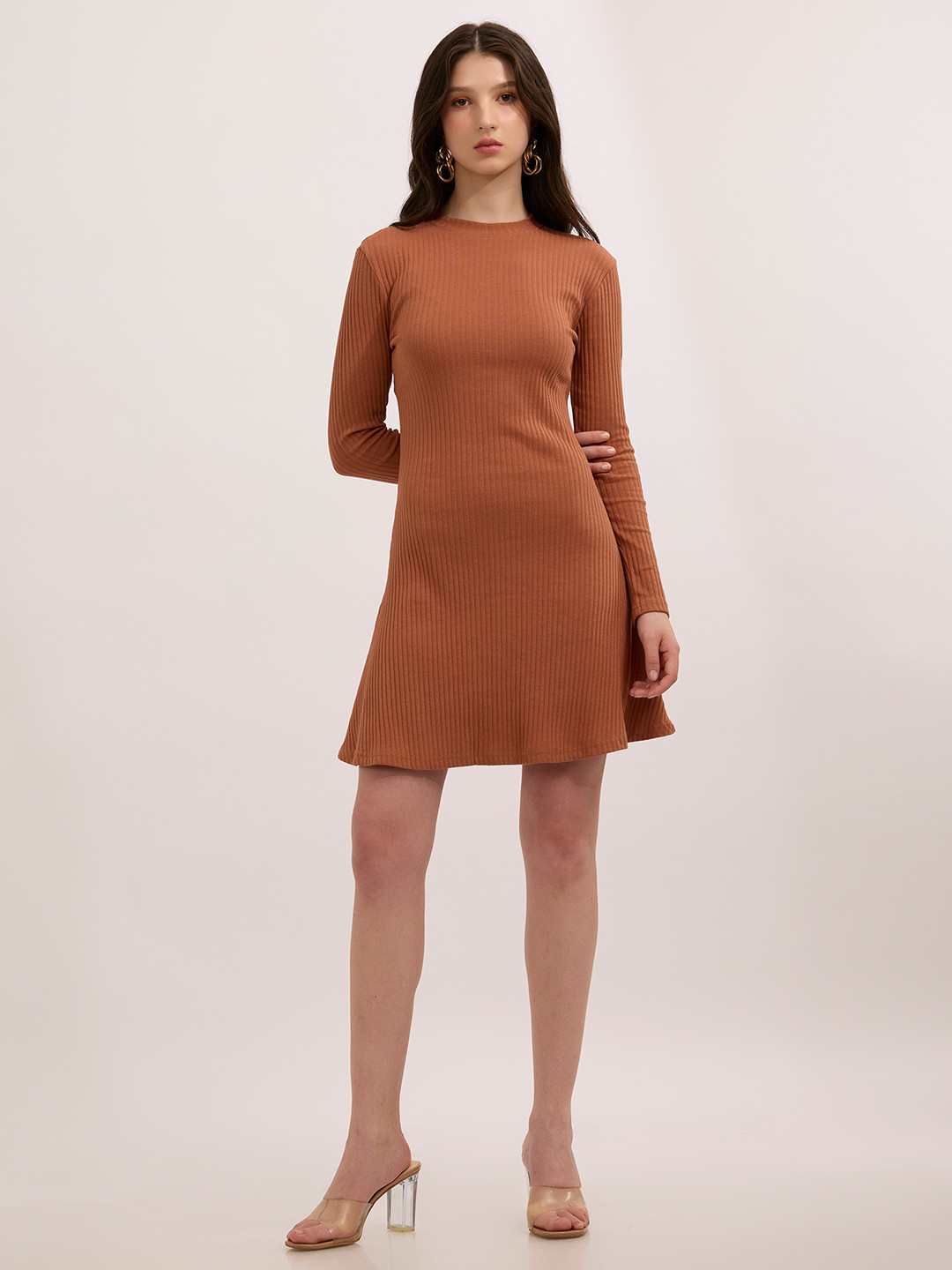 Outzidr Women High Neck Skater Dress