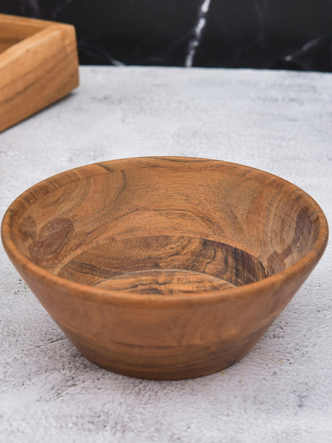Sanjeev Kapoor by Oggn Brown Acacia Wooden Serving Bowl 6 Inch
