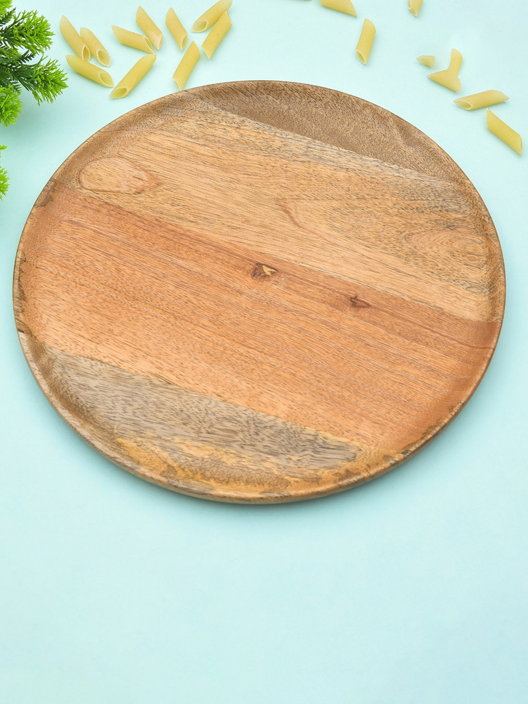 Sanjeev Kapoor by Oggn Brown Mango Wood Round Plate 11 Inch