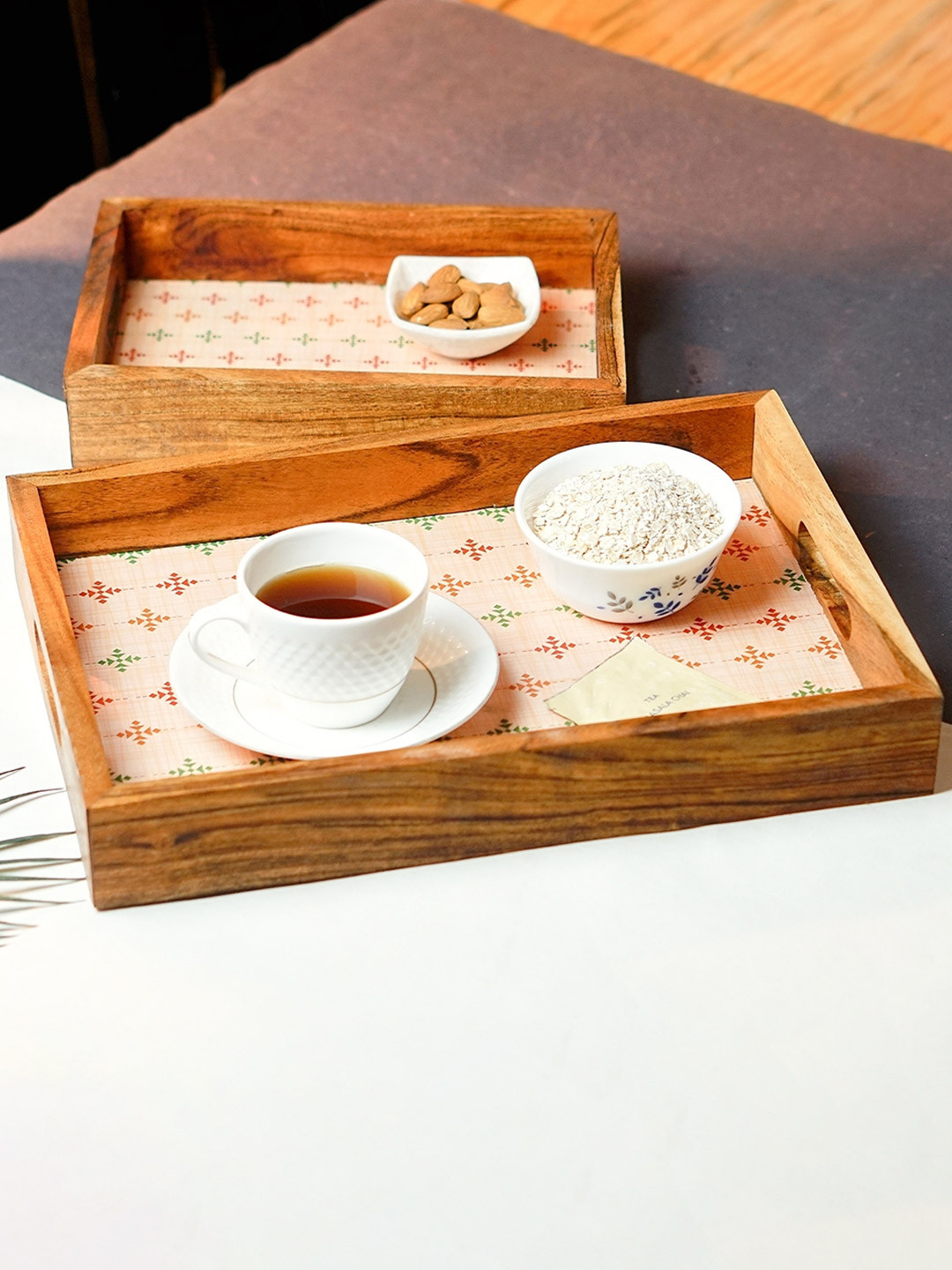 Sanjeev Kapoor by Oggn Multicolor Turin Rectangle Acacia Wooden Tray