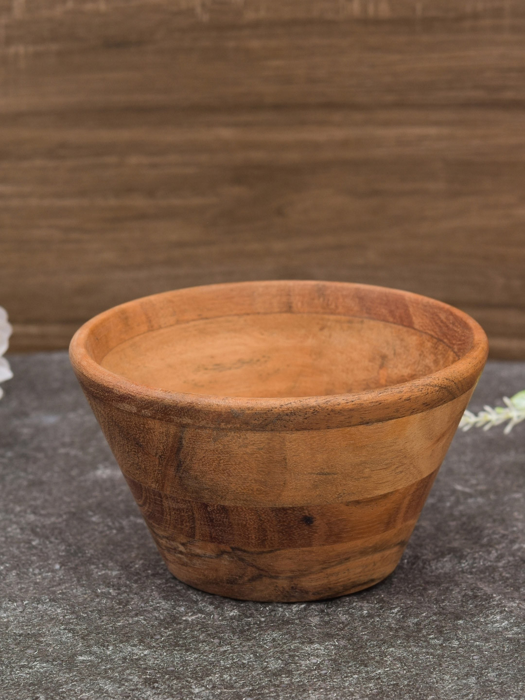 Sanjeev Kapoor by Oggn Brown Acacia Wooden Serving Bowl 4 Inch