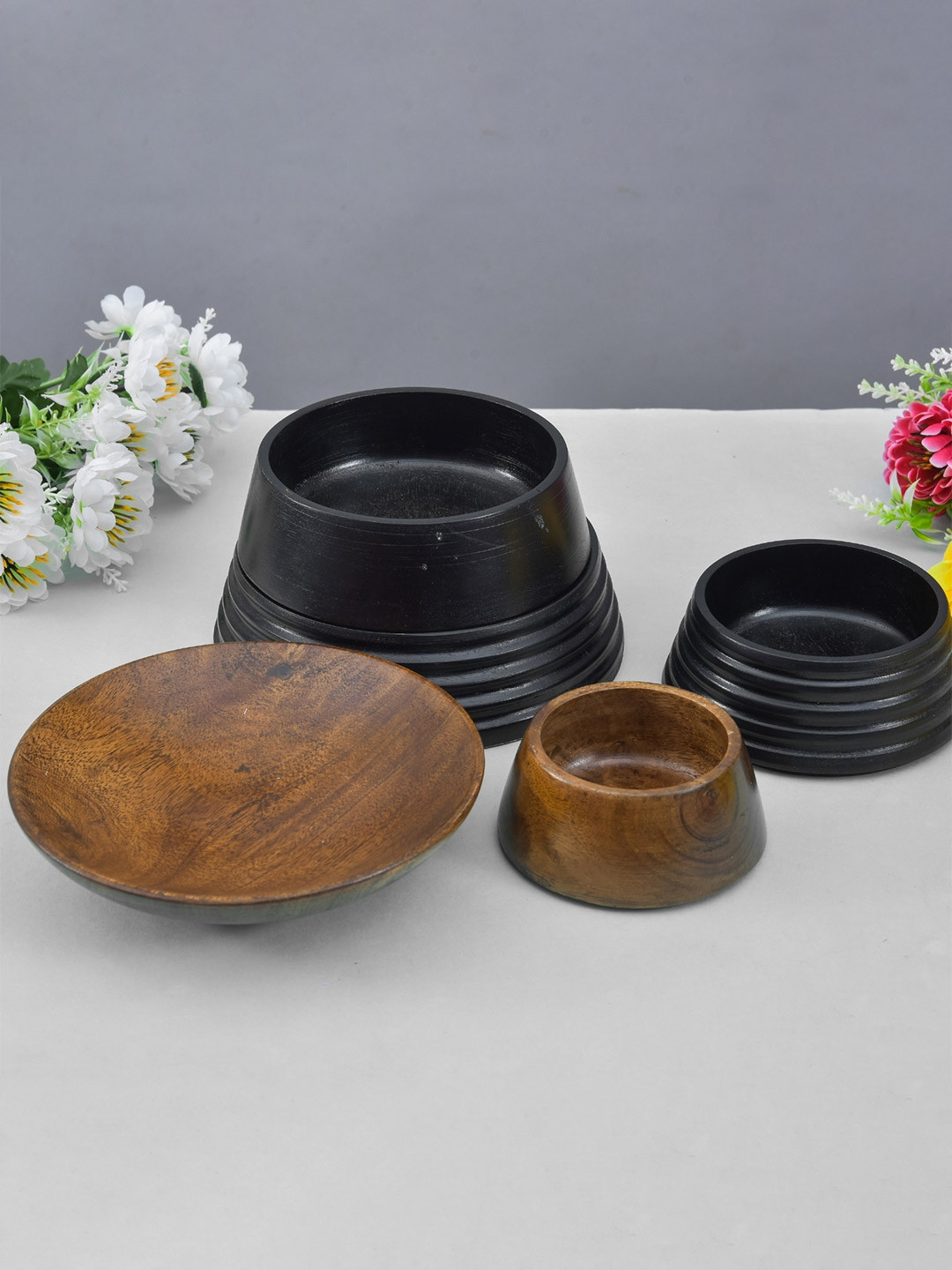 Oggn Sanjeev Kapoor Rome Black Striped Wood Easy To Clean Flip Top Jar