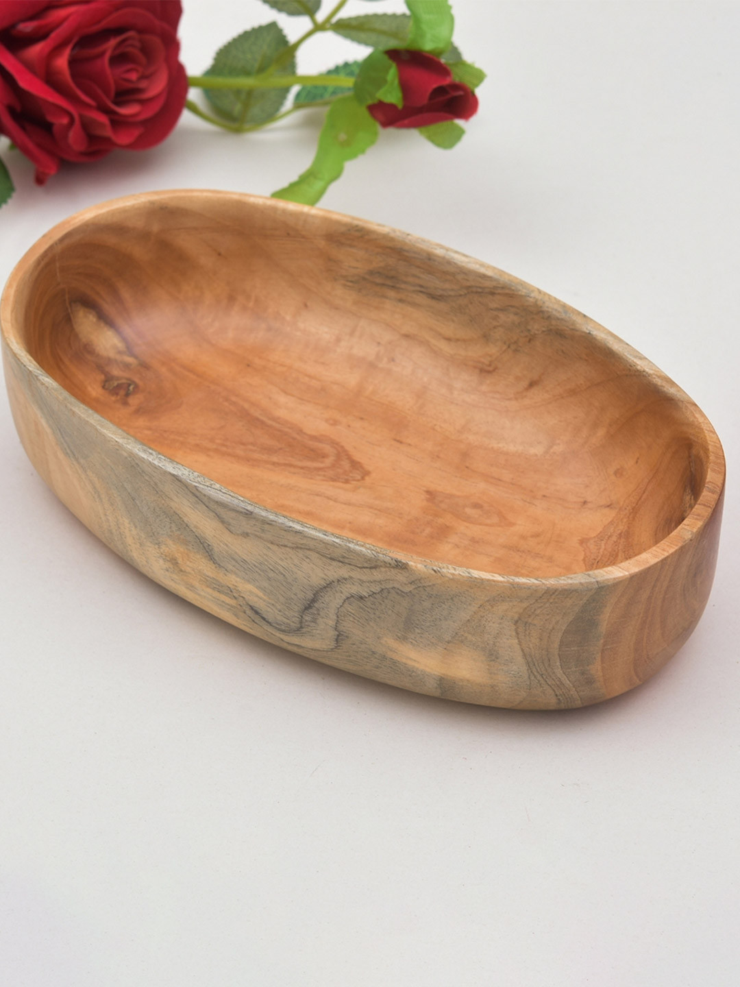 Sanjeev Kapoor by Oggn Brown Wooden Oval Shape Serving Bowl
