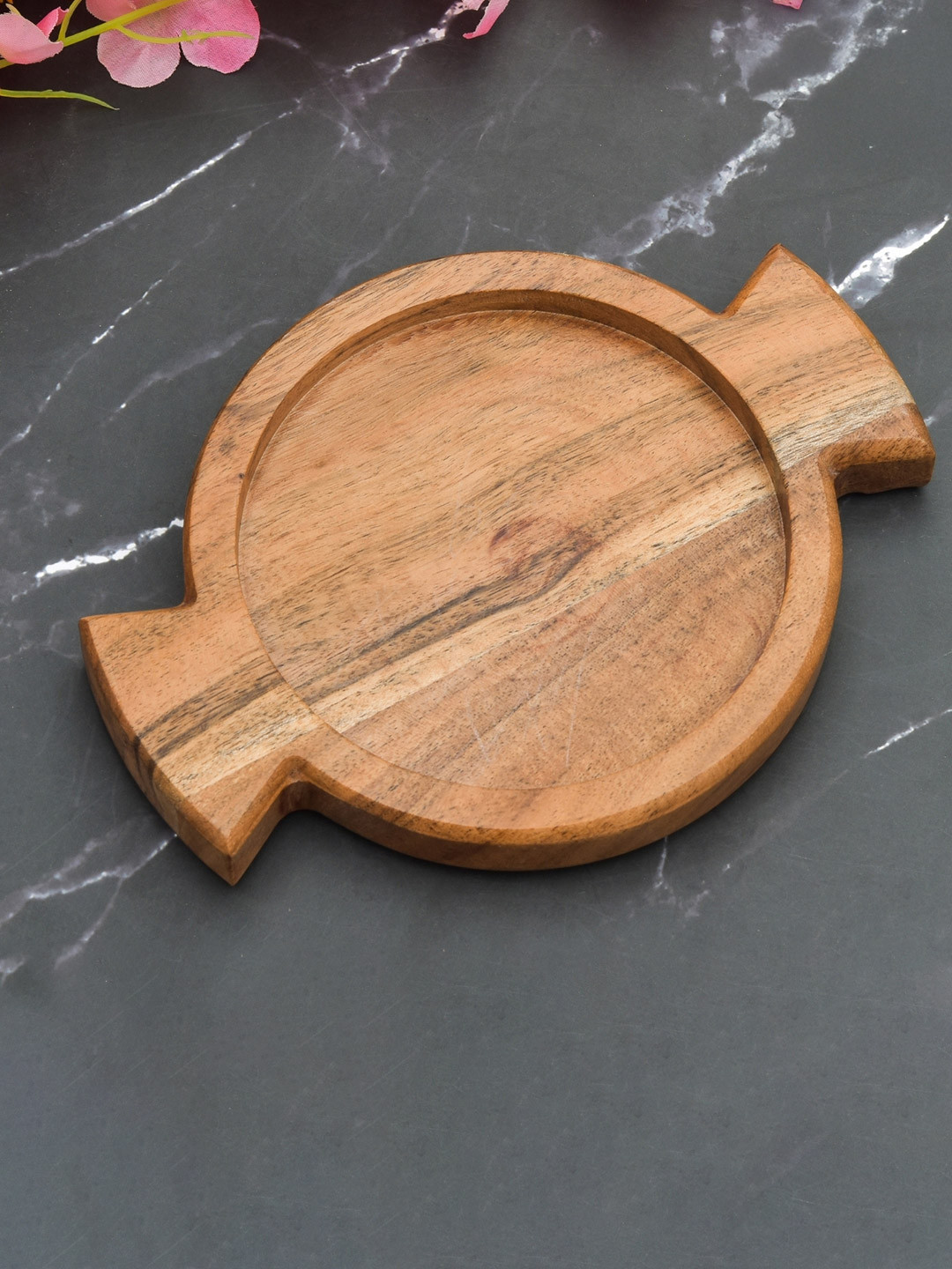 Sanjeev Kapoor by Oggn Double Handle Wooden Platter