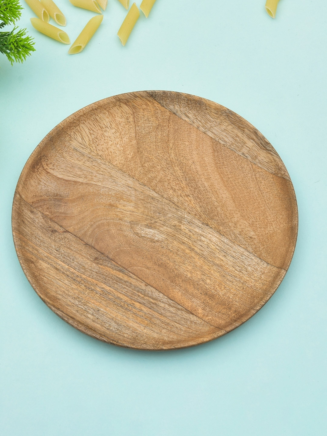 Sanjeev Kapoor by Oggn Brown Mango Wood Round Plate 8 Inch