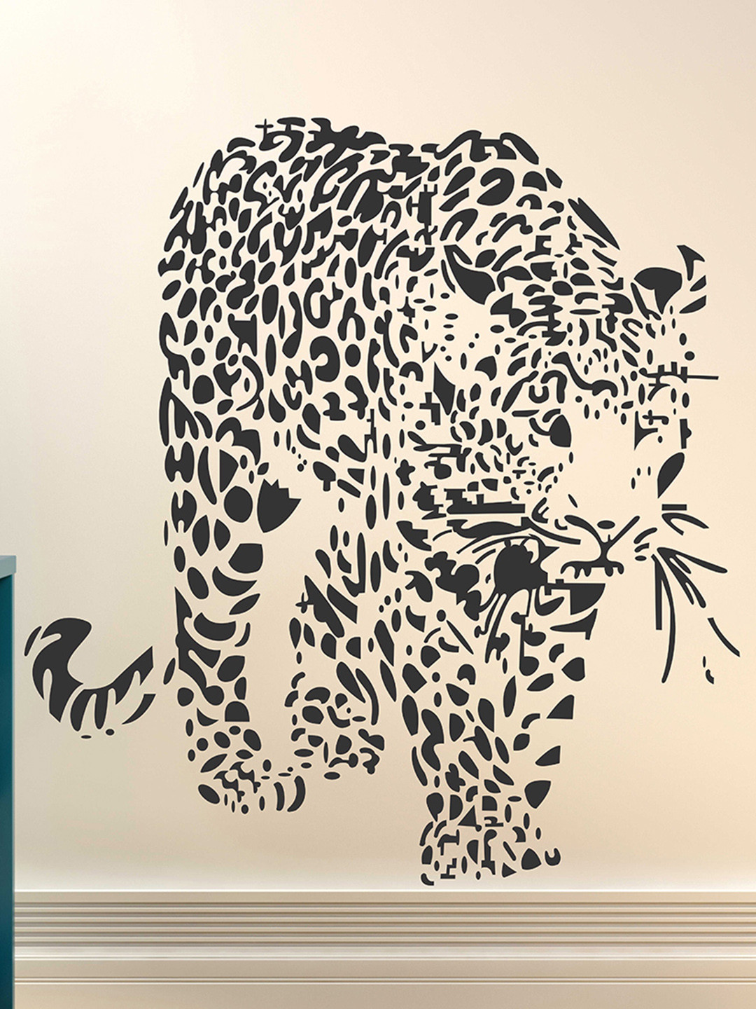 LANSTICK Black Terrific Cheetah Printed Self-Adhesive WallStickers
