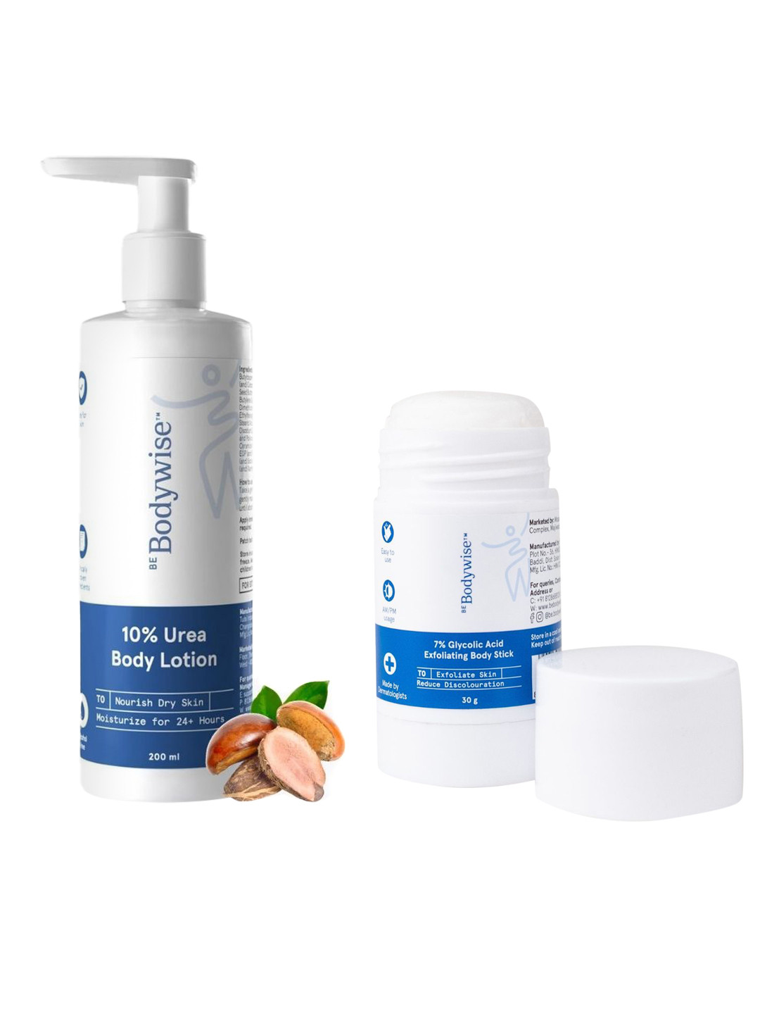 Be Bodywise 7% Glycolic Acid Exfoliating Body Stick 30g & 10% Urea Body Lotion 200ml Combo