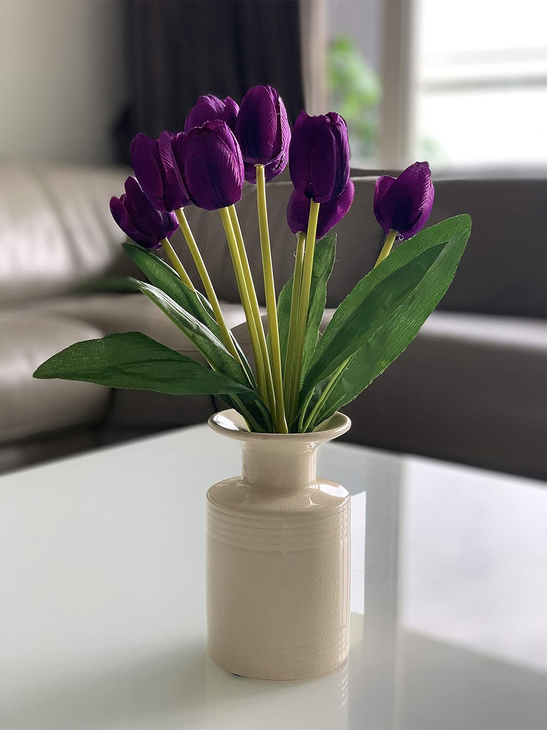 EarthCraft Purple & Green Tulip Artificial Flower
