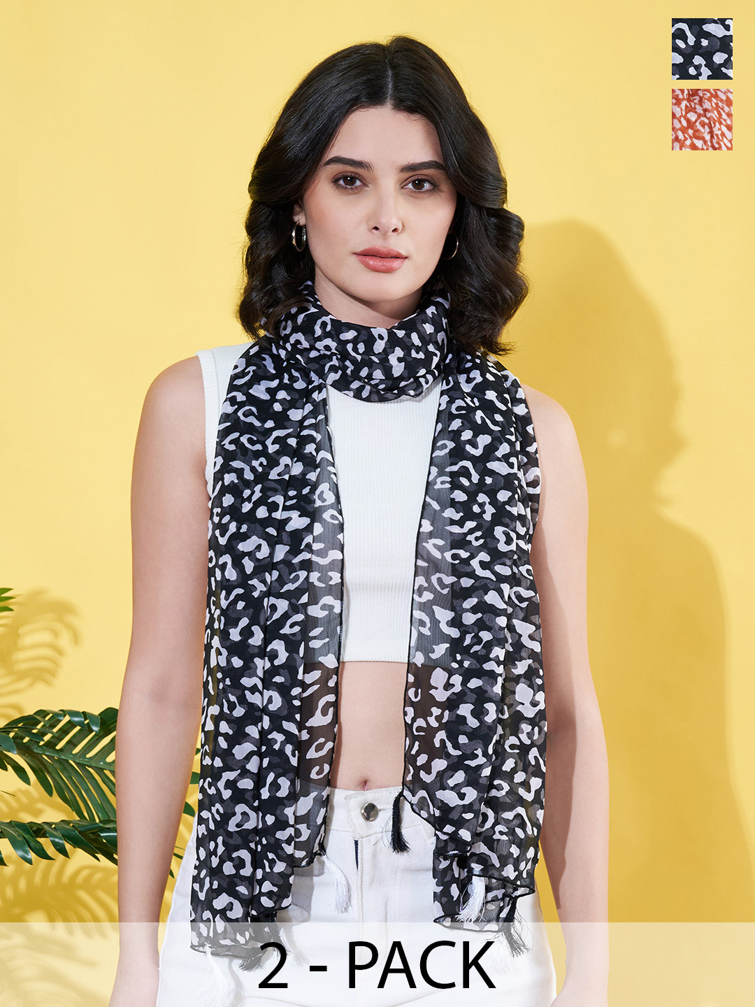 ANVI Be Yourself Women Pack of 2 Printed Scarves