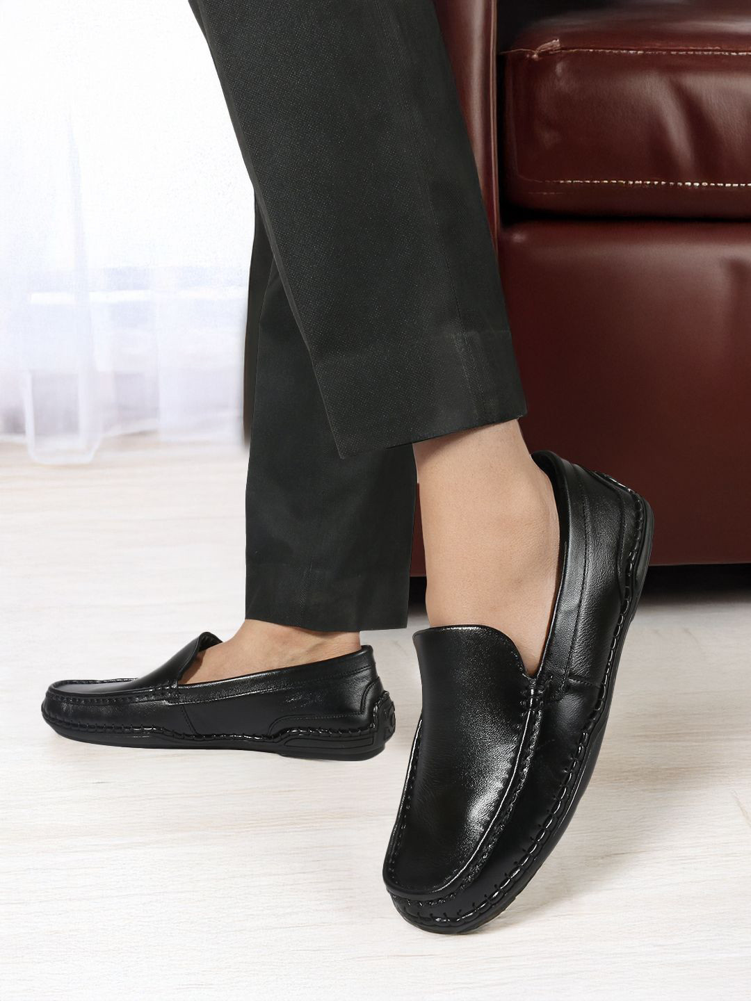 Carlton London Men Leather Lightweight Unlined Leather