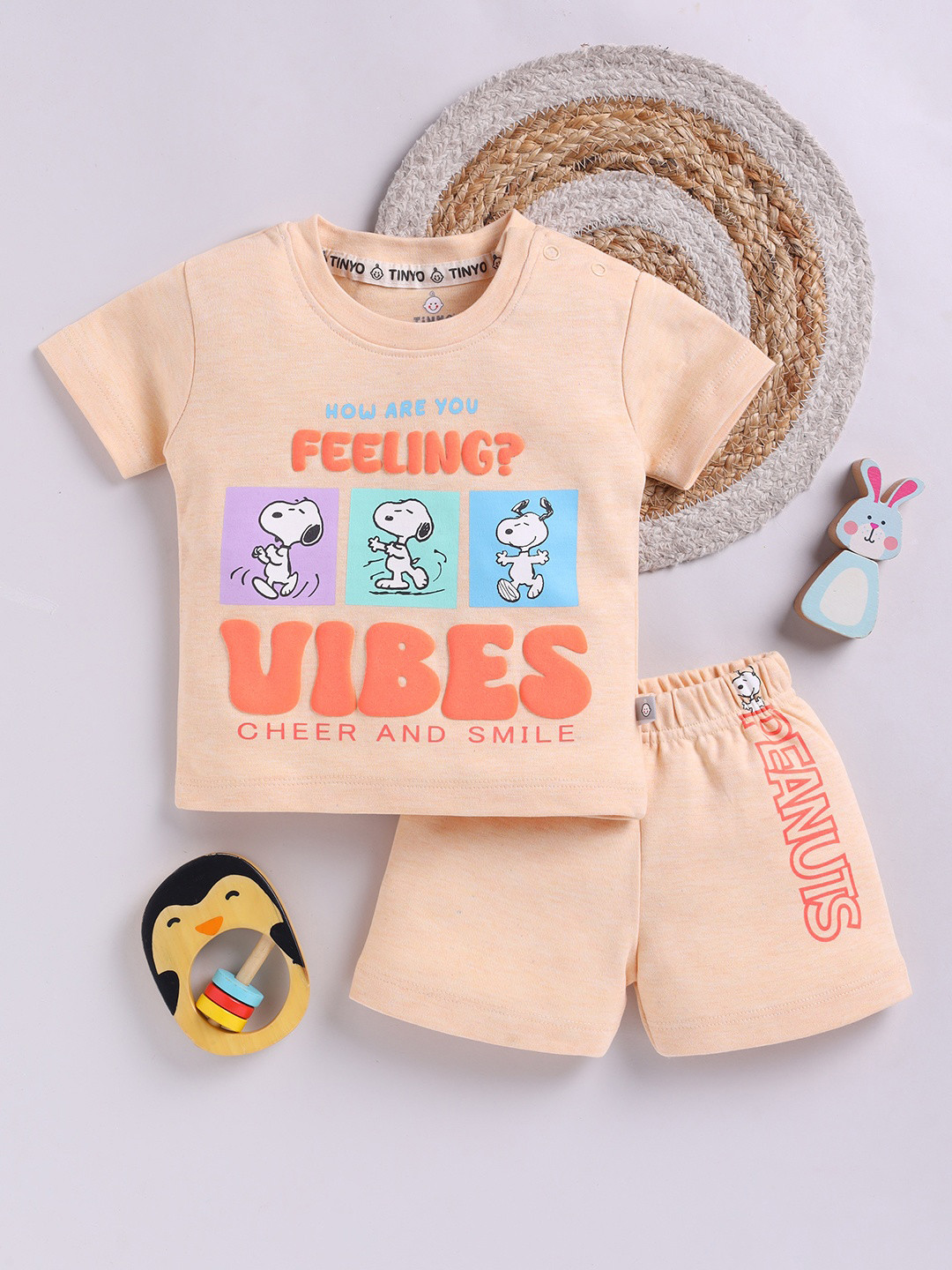 YK X Tinyo Boys Snoopy Printed T-shirt with Shorts
