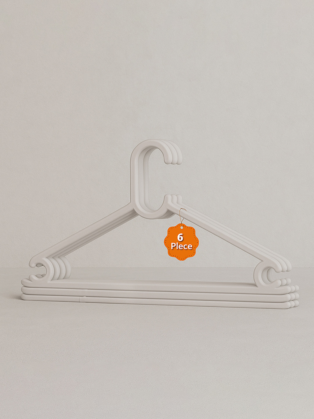 Kuber Industries White 6-Pcs Supreme Plastic Clothes Hangers With Hook