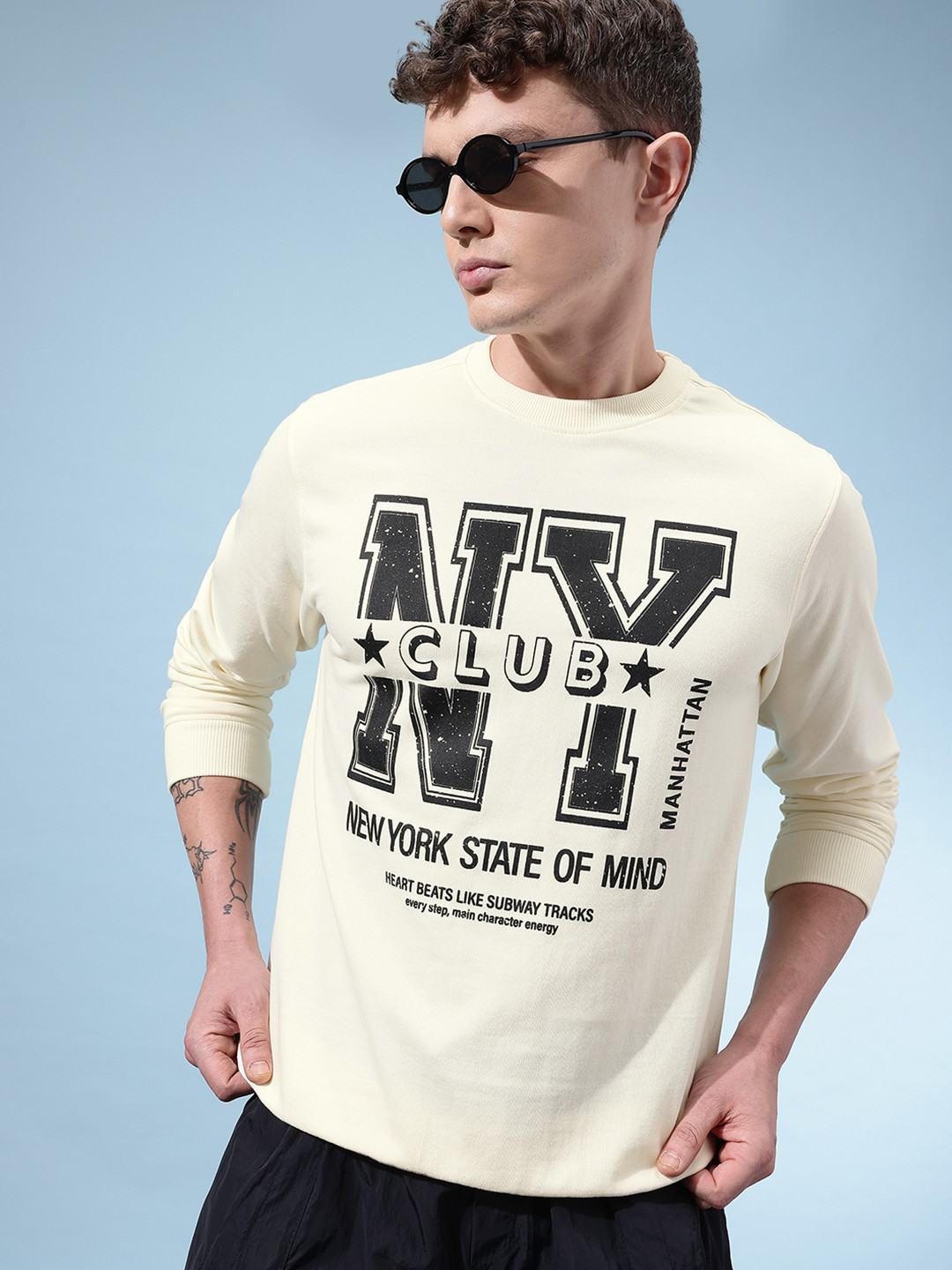 glitchez Printed Crew Neck Sweatshirt