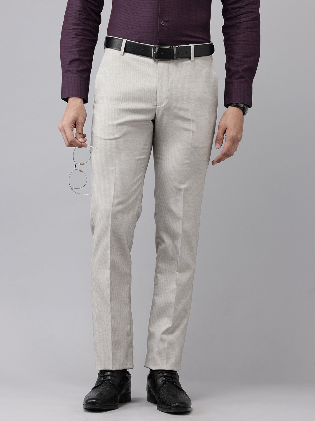 Arrow Men Textured Tailored Tapered Fit Formal Trousers