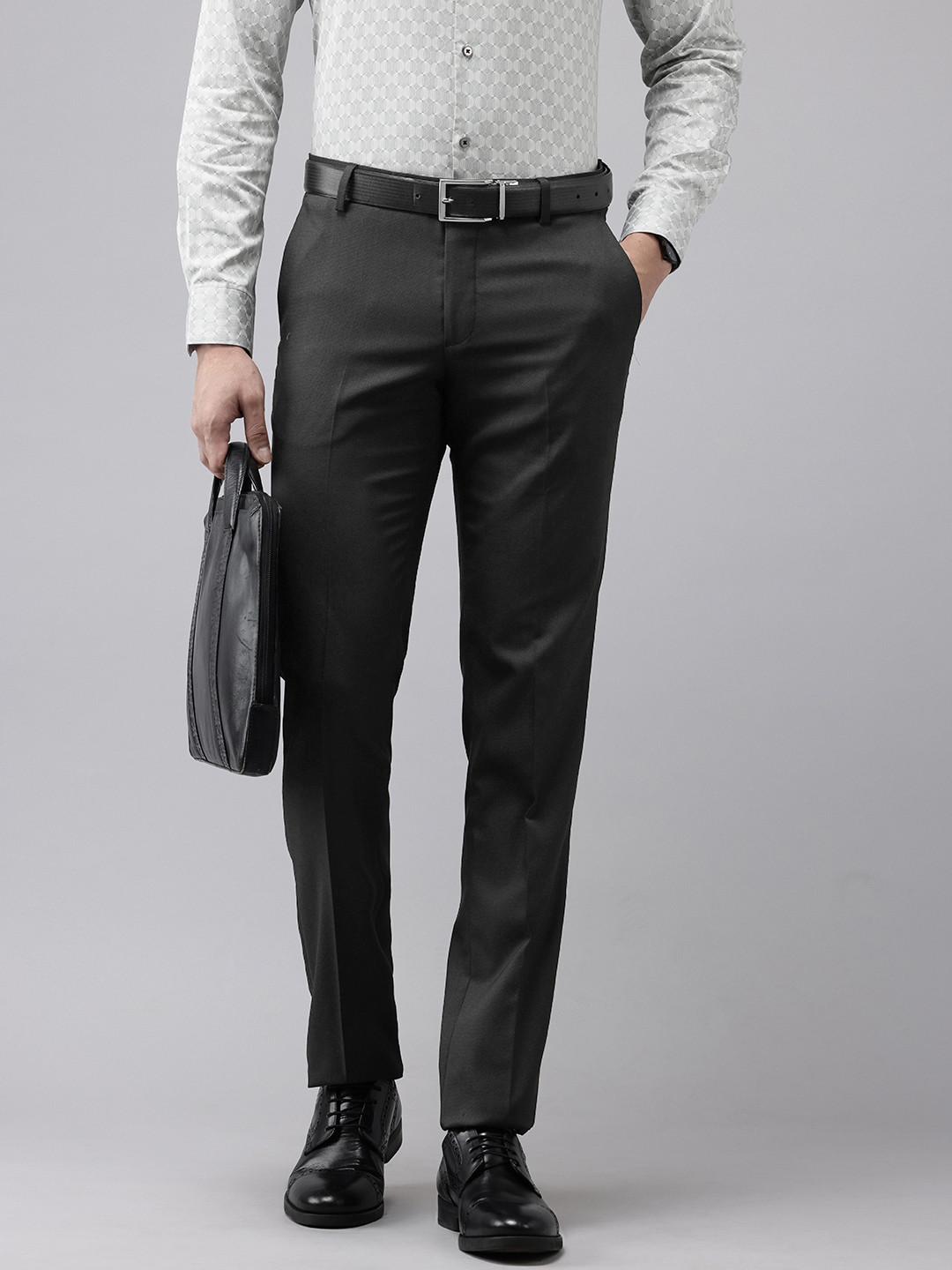 Arrow Men Hudson Regular Fit Textured Formal Trousers